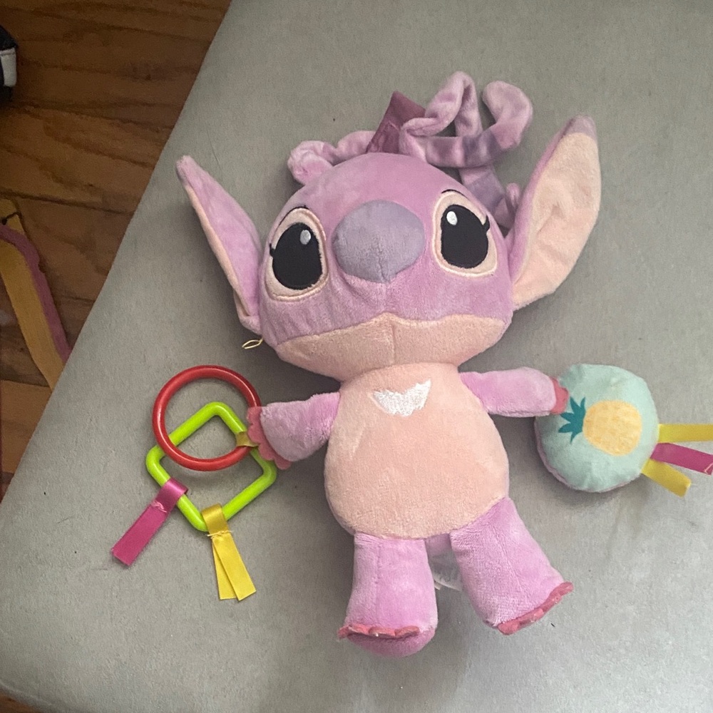 Purple Plush Toy with Rattle and Teething Rings